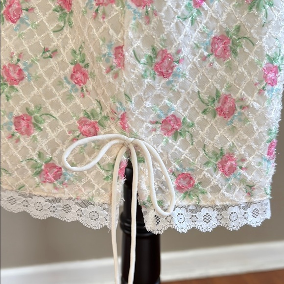 For Love & Lemons Maxine Vintage Rose Pink Floral Puff Sleeve Mini Dress Size M - Picture 15 of 17